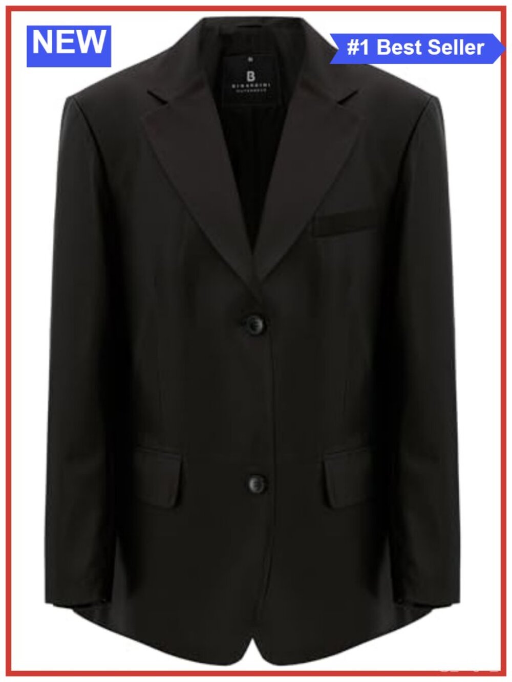Oversized Genuine Lambskin Leather Blazer Jacket Notch Collar Button